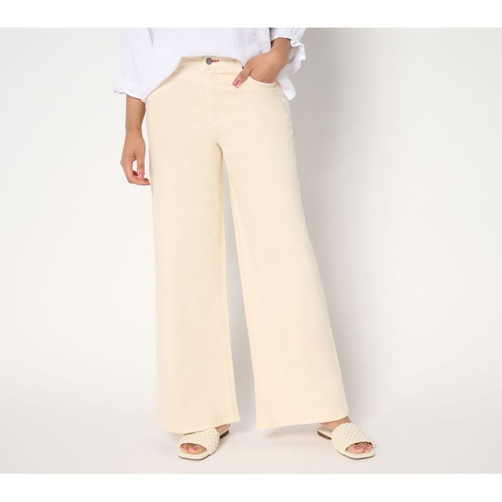 Liberare Women's Plus Sz Pants 18 Wide Leg Linen Denim Pant White A683340